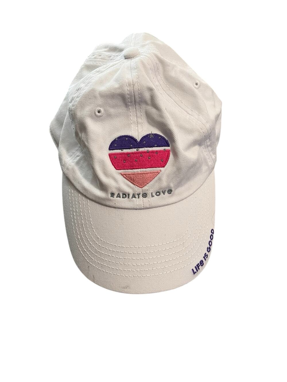 Life is Good Radiate Love Heart White Hat Adjustable